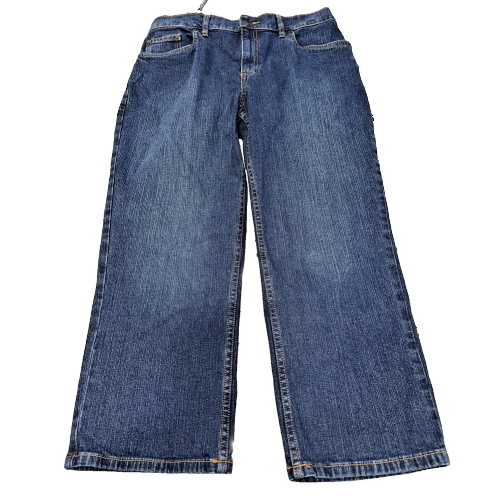 L.L.Bean Classic Fit Straight Cropped Jeans 12 / 31 Reg Blue Stretch Denim